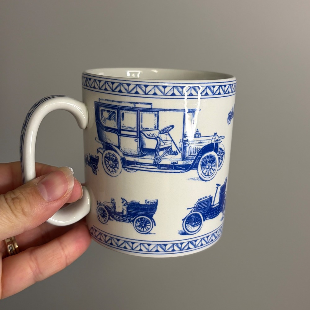 Spode Blue Room Collection Vintage Motor Cars Mug Blue White Made in England